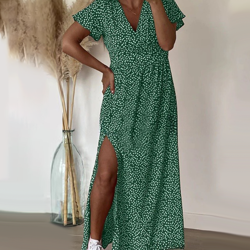 Seksowna damska sukienka maxi z rozcięciami po bokach