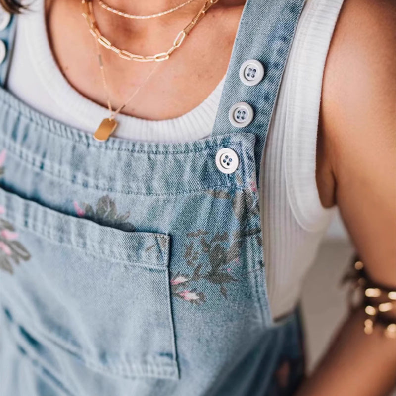 💗Specjalna oferta letnia✨Damski casualowy kombinezon jeansowy z nadrukiem