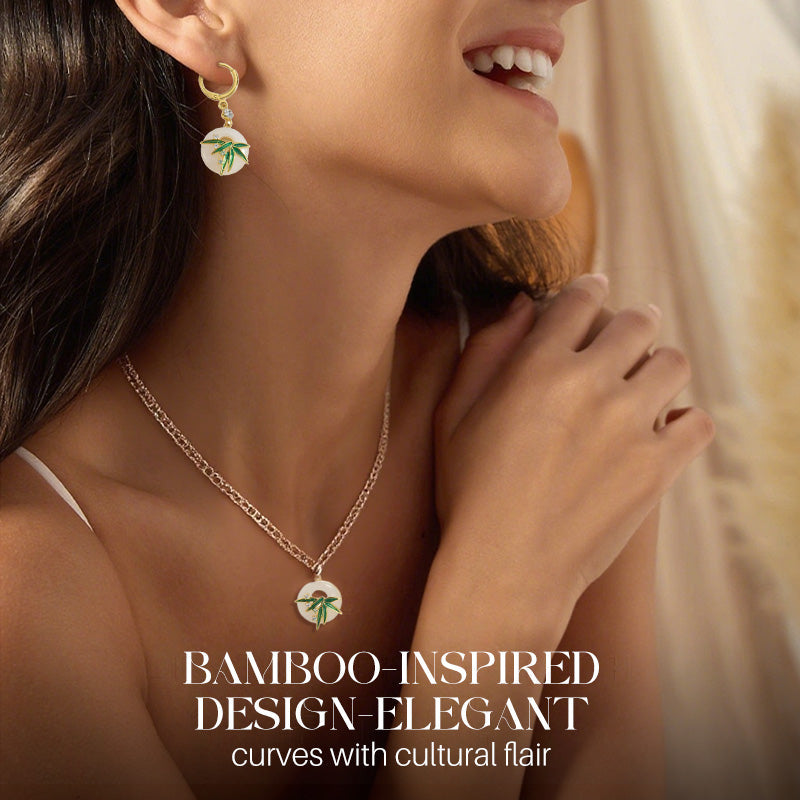 Nowoczesne kolczyki i naszyjnik z bambusa w stylu orientalnym
