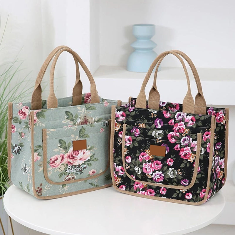 🌺Torba na lunch z nadrukiem kwiatowym dla kobiet