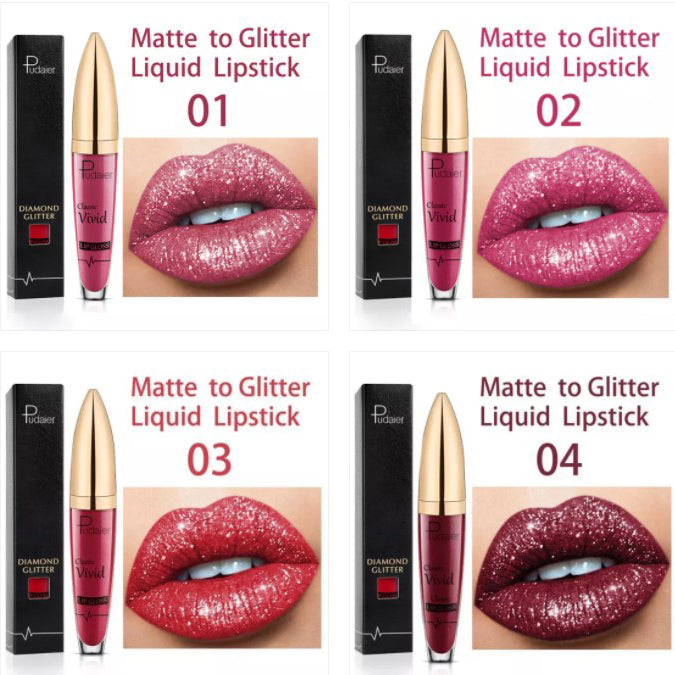 💥 Kup 1, a drugi dostaniesz gratis 💋 Błyszczyk do ust Diamond Lip Gloss Glitter Lipstick Waterproof 🥰🎁