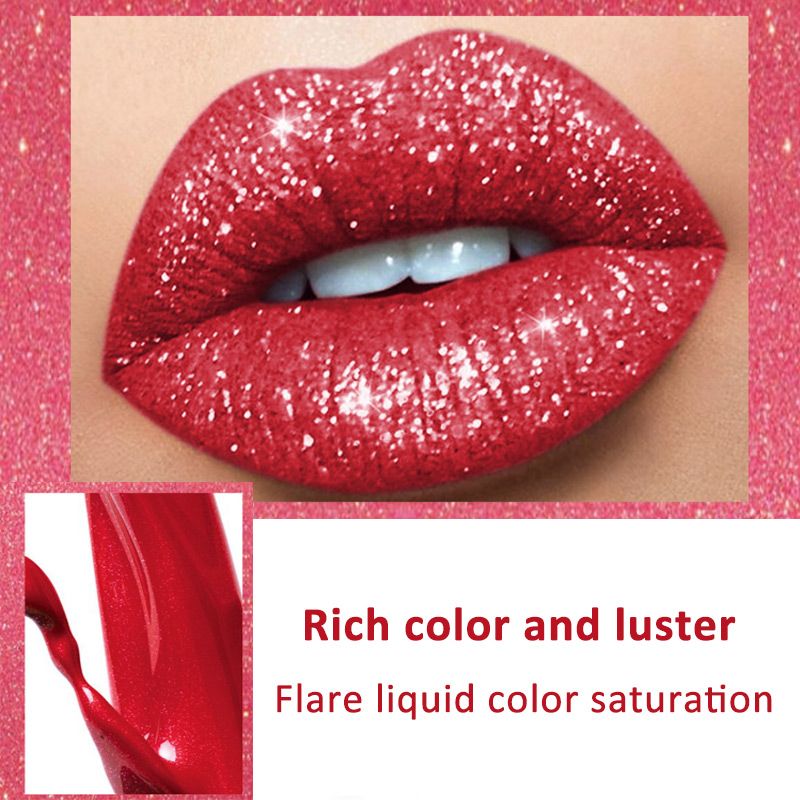 💥 Kup 1, a drugi dostaniesz gratis 💋 Błyszczyk do ust Diamond Lip Gloss Glitter Lipstick Waterproof 🥰🎁