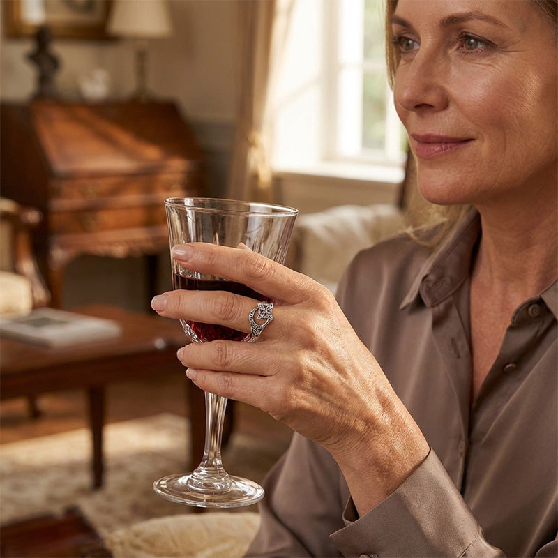 Prstan z odprtim keltskim vzorcem, izdelan iz srebra 925-SI