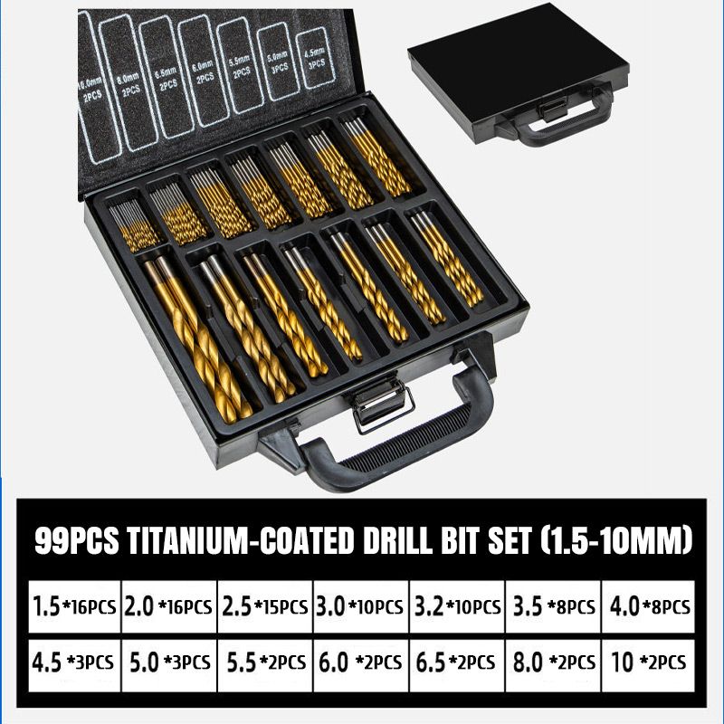 Titánbevonatú fúrófej készlet (20/25/150/99 darabos)