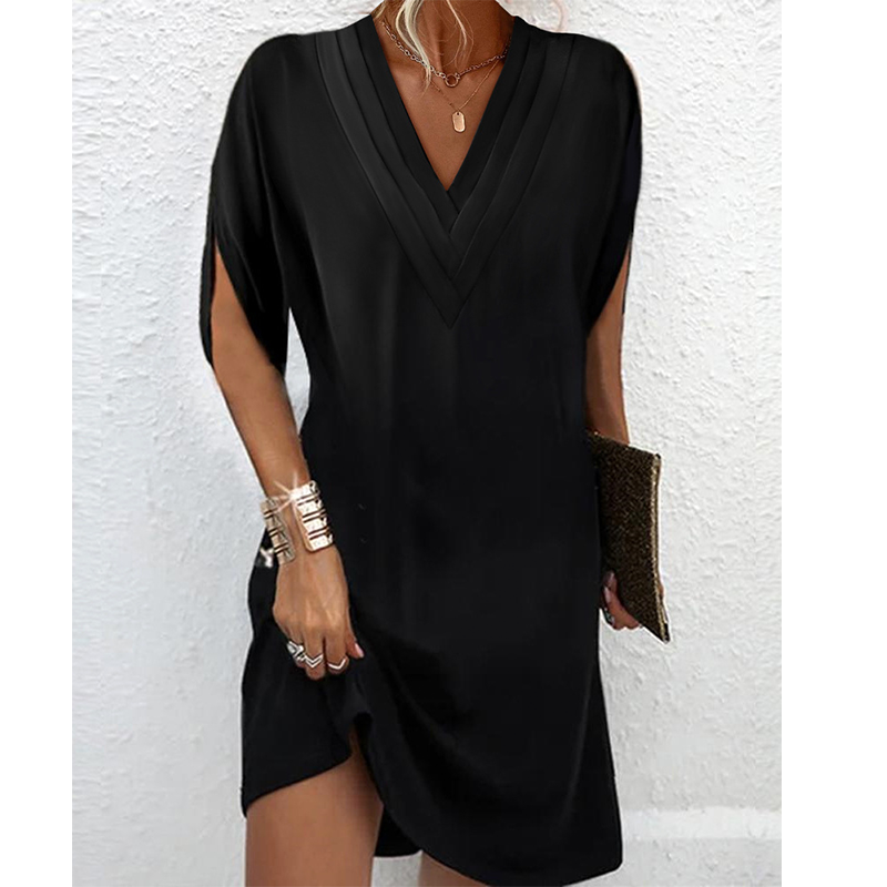 👗 Női nyári ruha V-nyakkal és lila ujjakkal