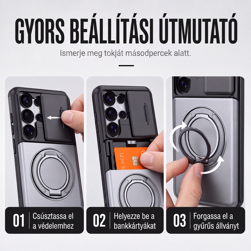 🛡️ Telefon tok kártyatartóval – Ütésálló, rejtett zseb, tökéletes védelem 📦