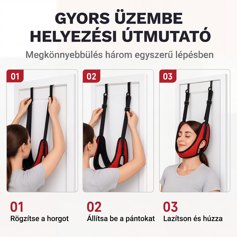 💆‍♀️A nyaki fájdalom enyhítésére szolgáló, ajtóra szerelhető, állítható nyaknyújtó🧘